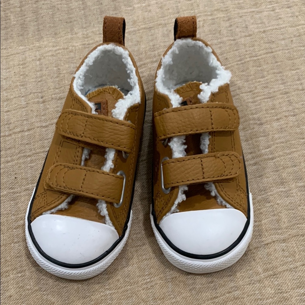 New Converse Brown Kids Shoes with White Accents